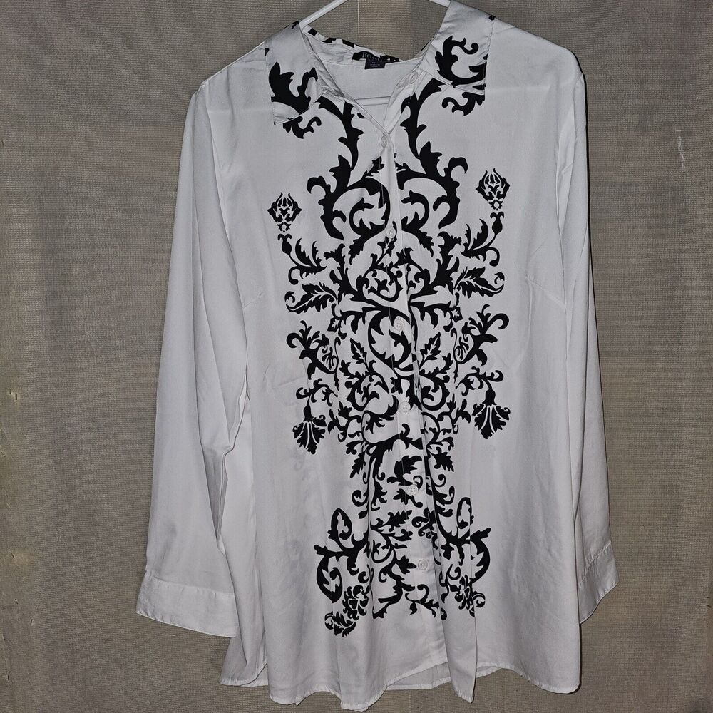 Roaman's Dressy Blouse 18W Long Sleeve Workwear Special Event Sophisticated